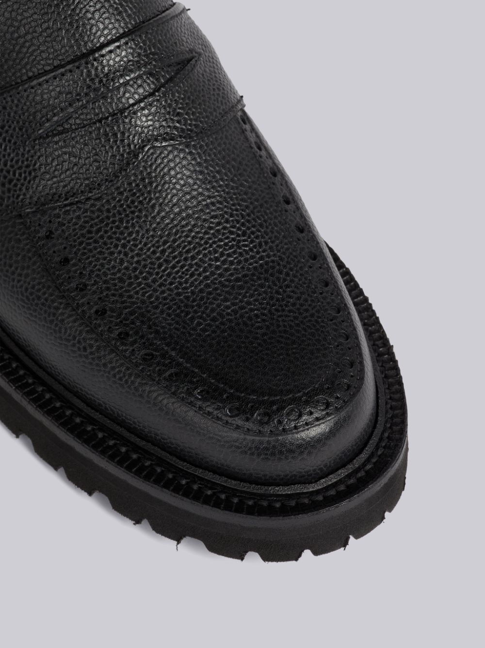 Shop Thom Browne Pebbled Penny Loafers In Black