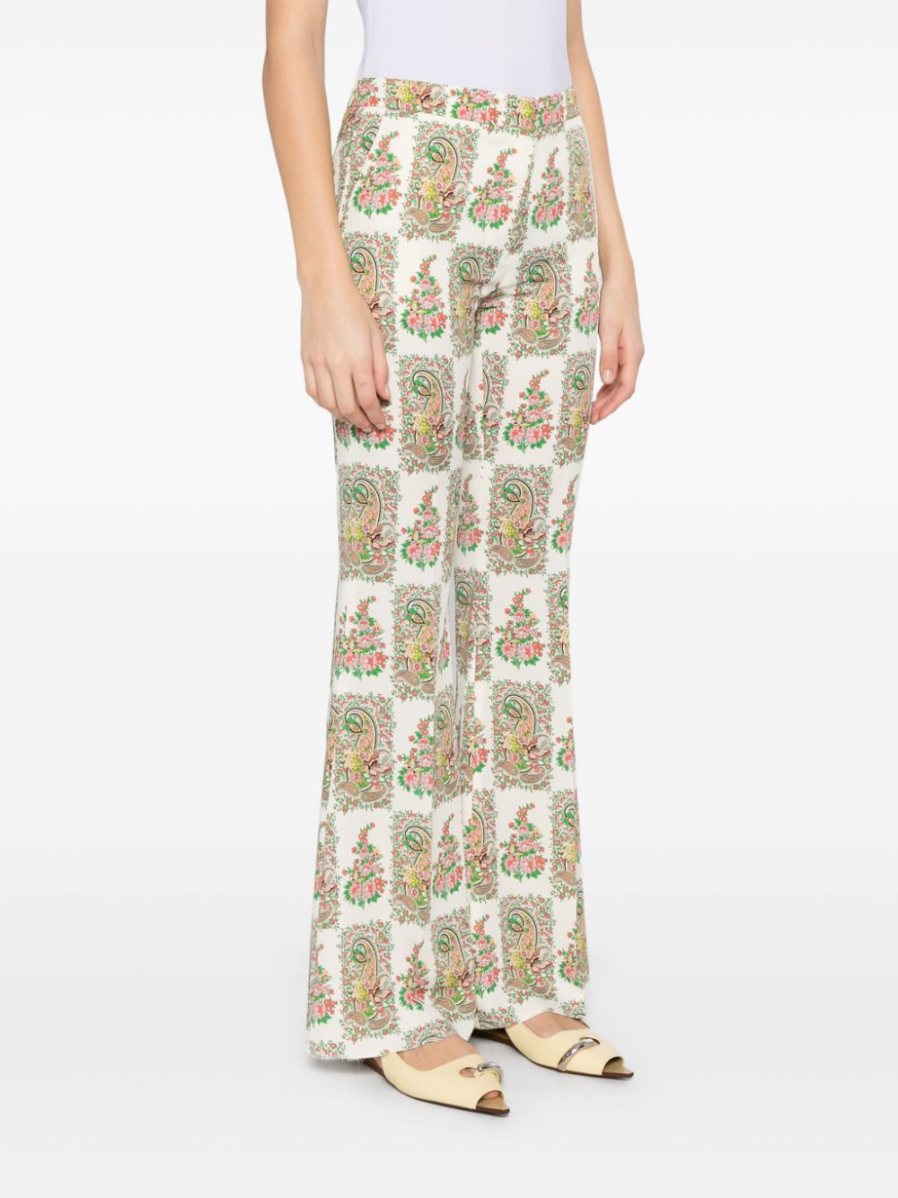 Etro Flared High Waist Full Length Trousers In Nude