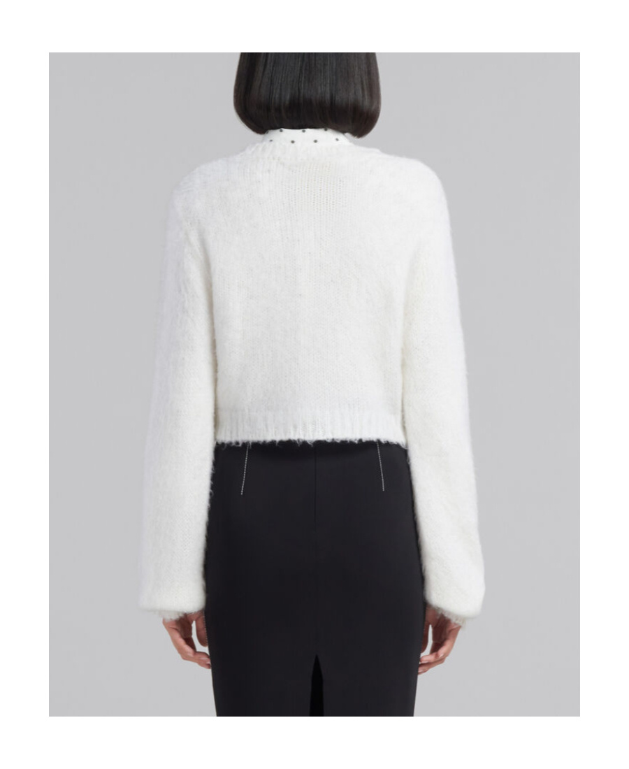 Marni Round-neck Cropped Jumper In White