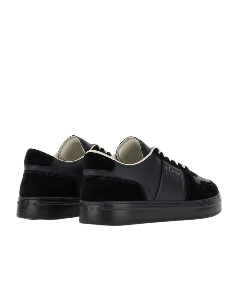 Hogan H-tv Smooth And Suede Leather Sneakers In Black
