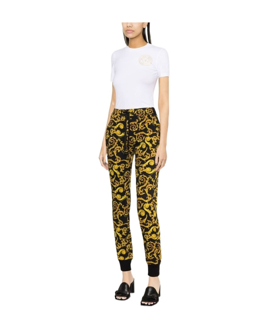 Versace Jeans Barocco-print Drawstring-waist Trousers In Brown
