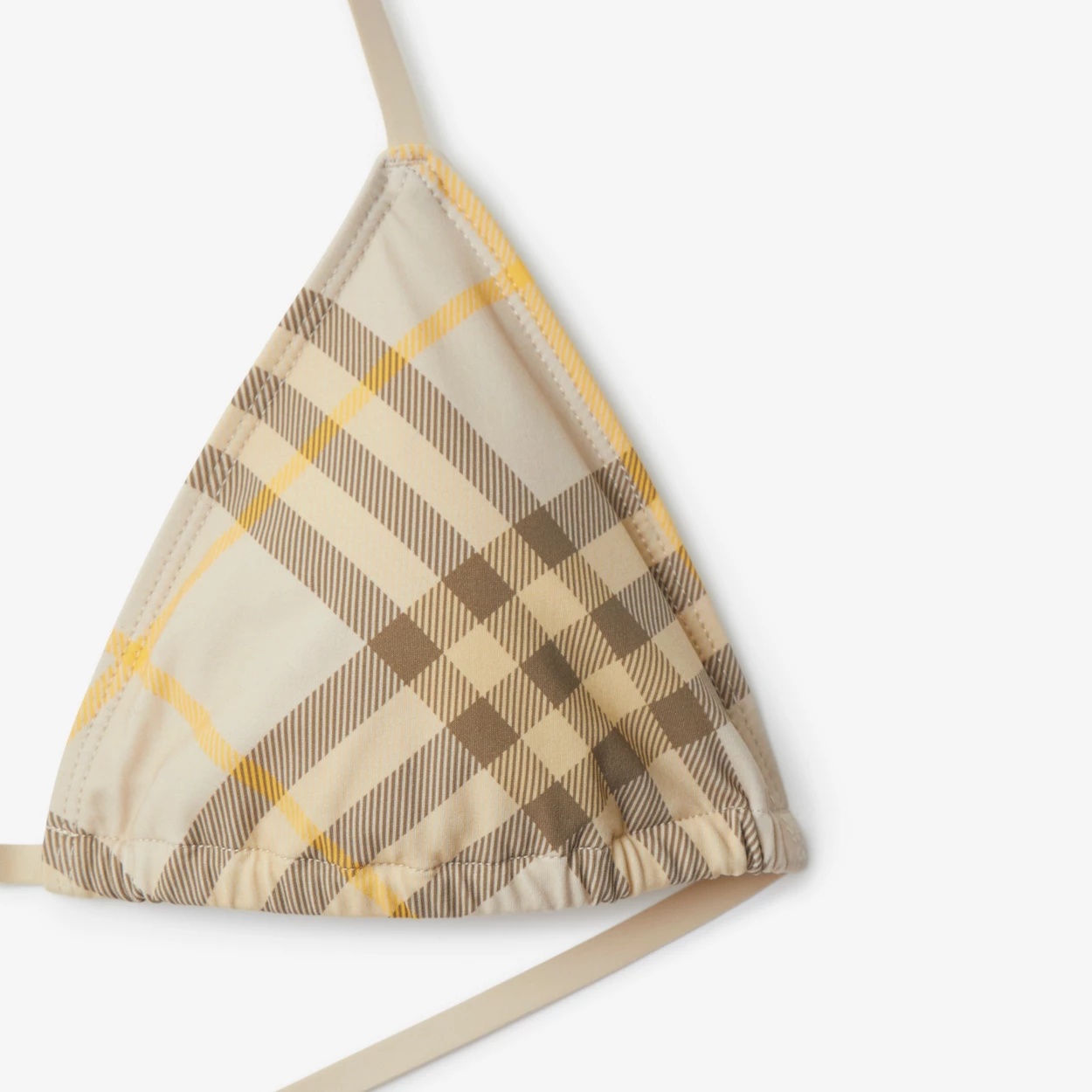 Burberry Check-printed Halterneck Bikini Top In Nude