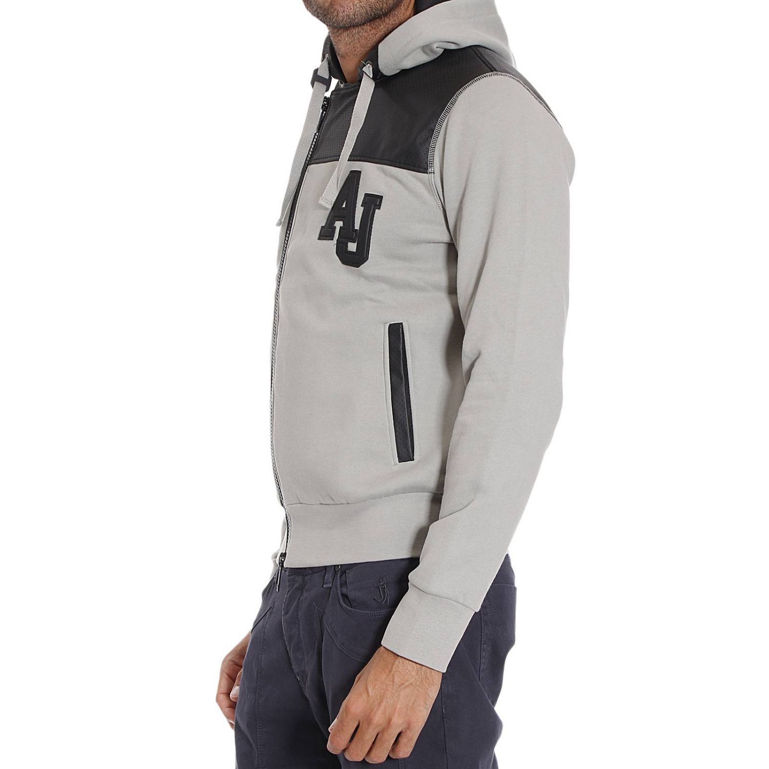 Armani Jeans Hooded Casual Jacket In Gray
