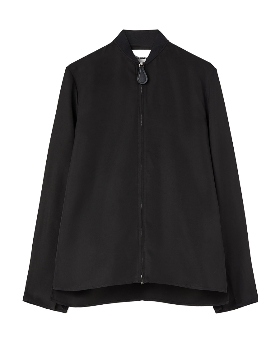 Jil Sander Zip-up Twill Shirt In Black