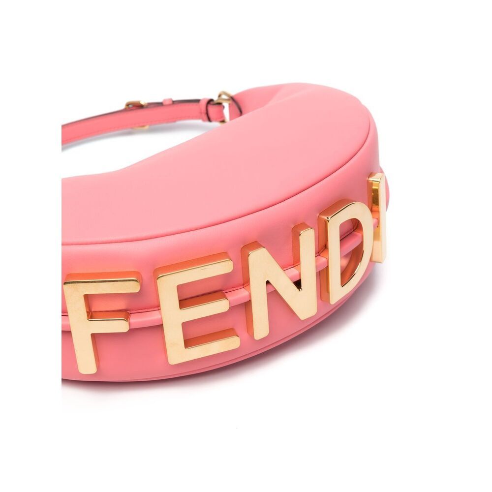 Fendi Logo-lettering Leather Bag In Pink