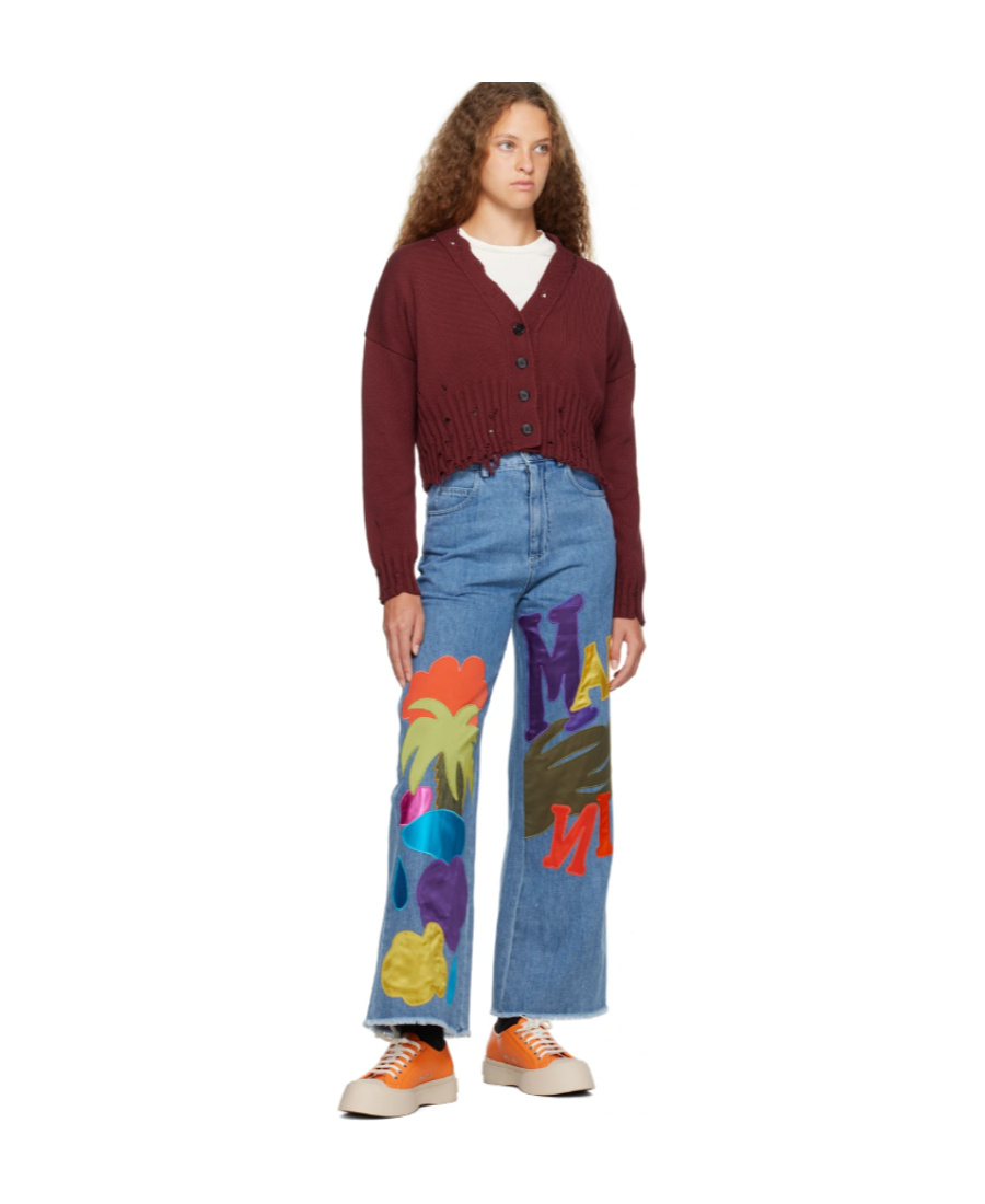 Marni Make Old Knitted Cardigan In Red