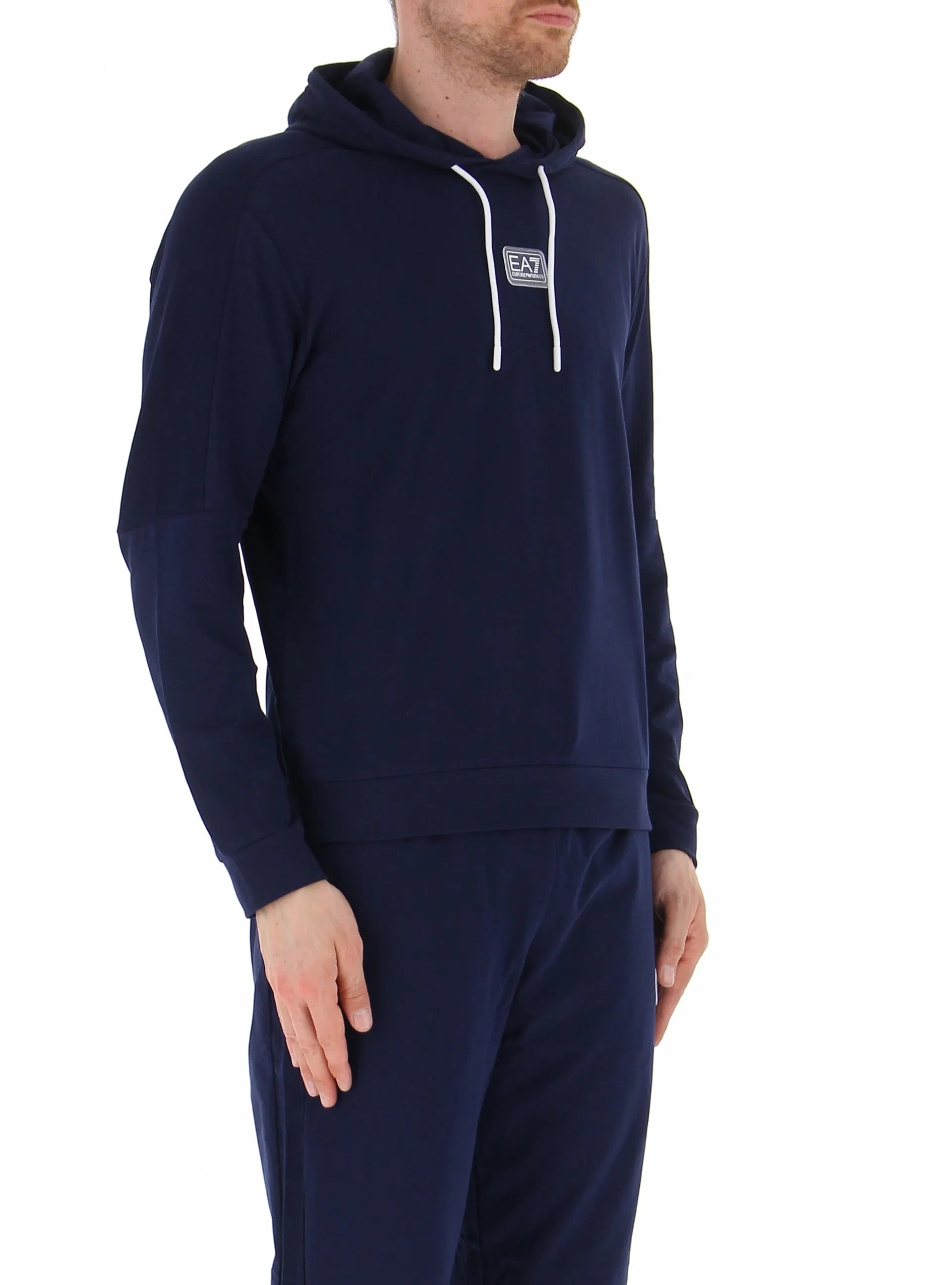 Ea7 Pull Rope Hooded Sweater In Black