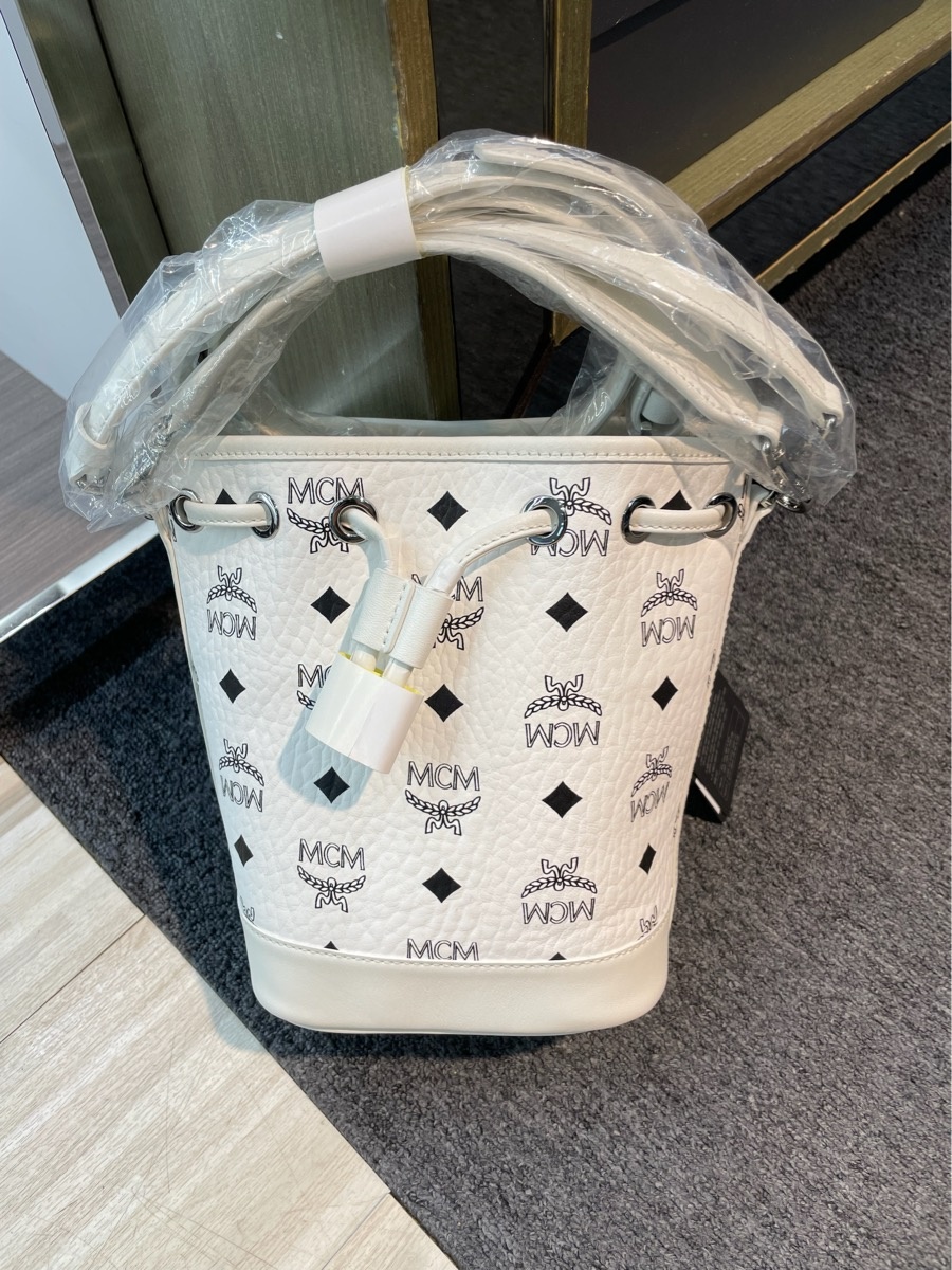 Mcm Dessau Drawstring Mini Tote Bag In White