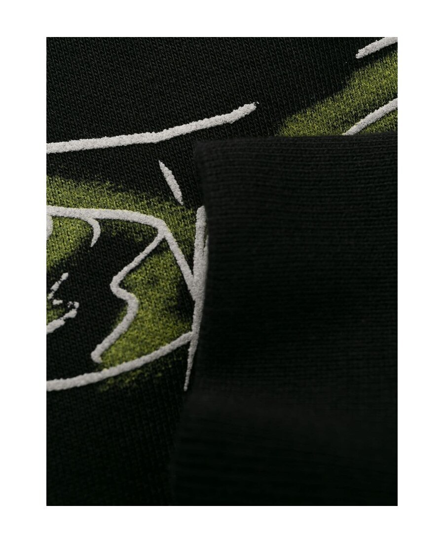 Off-white Logo Character Printed Hooded Hoodie In Black