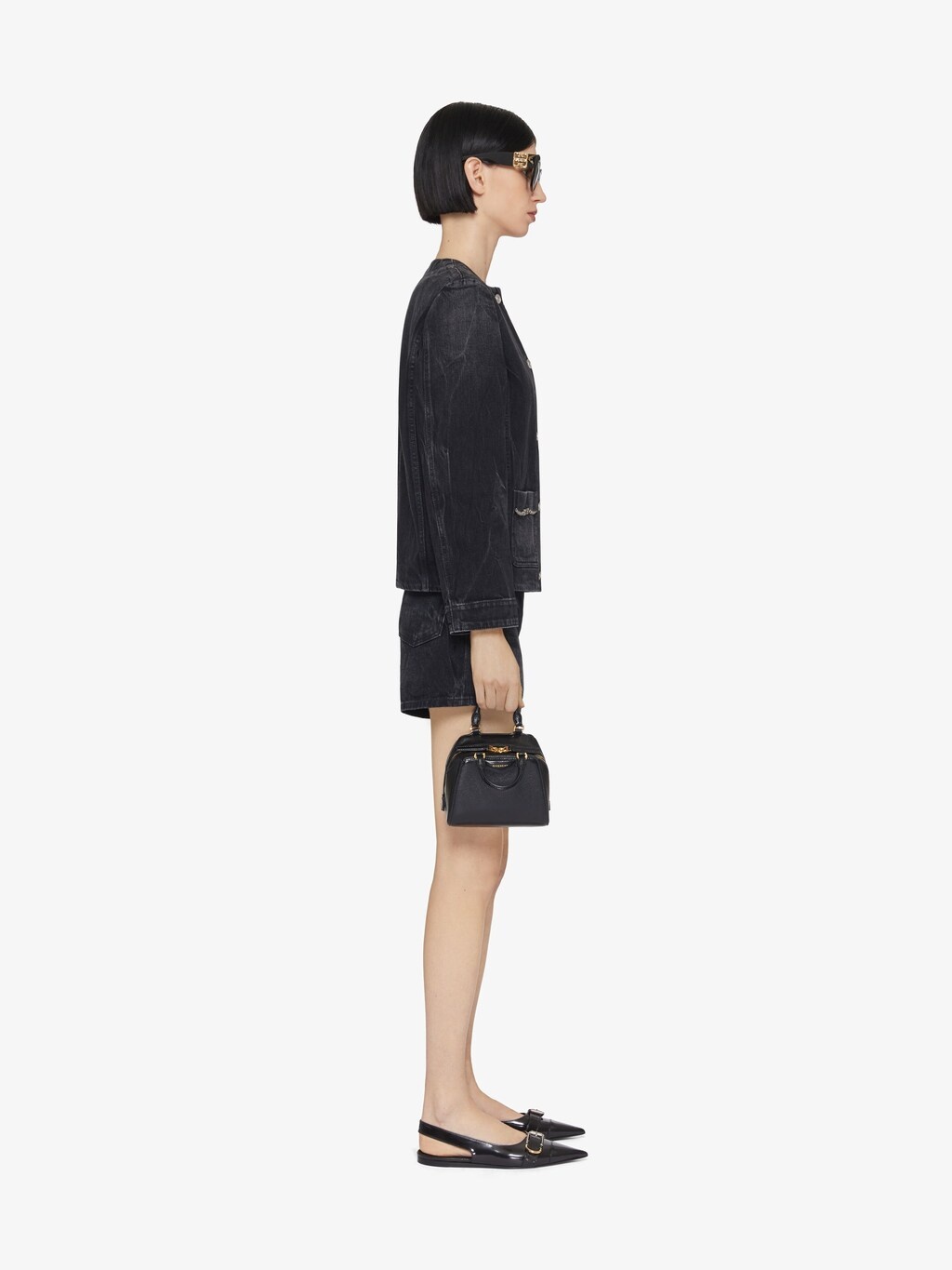 Givenchy Chain Detail Denim Shorts In Black