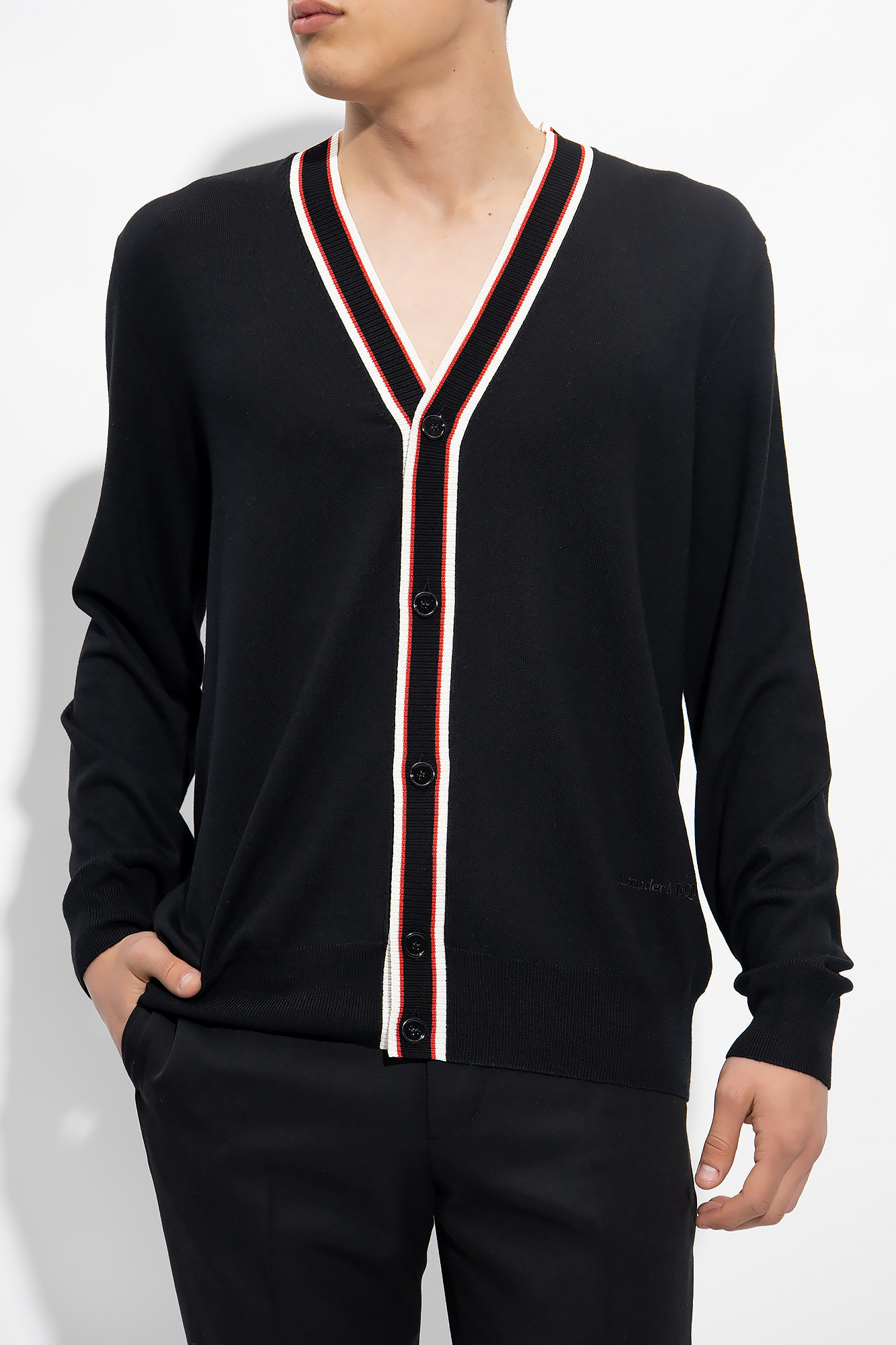 Alexander Mcqueen Alexander Mc Queen Black Wool Cardigan In Black