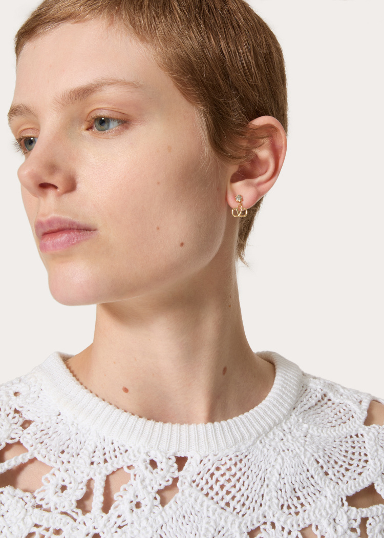 Valentino Gemstone Accent Stud Earrings With Gold-tone Finish In Yellow