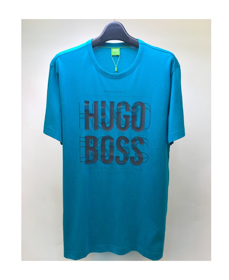 Hugo Boss Logo Round-necked T-shirt In Blue