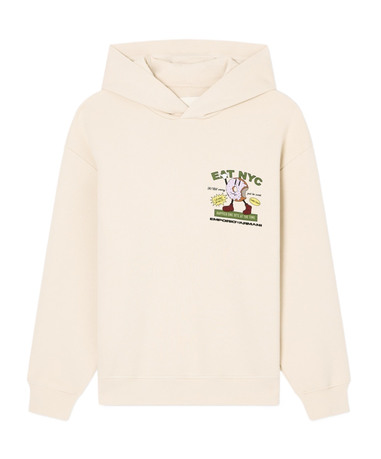 Emporio Armani Asv New York Capsule Collection Eat Nyc Print Jersey Hooded Sweatshirt In Burgundy