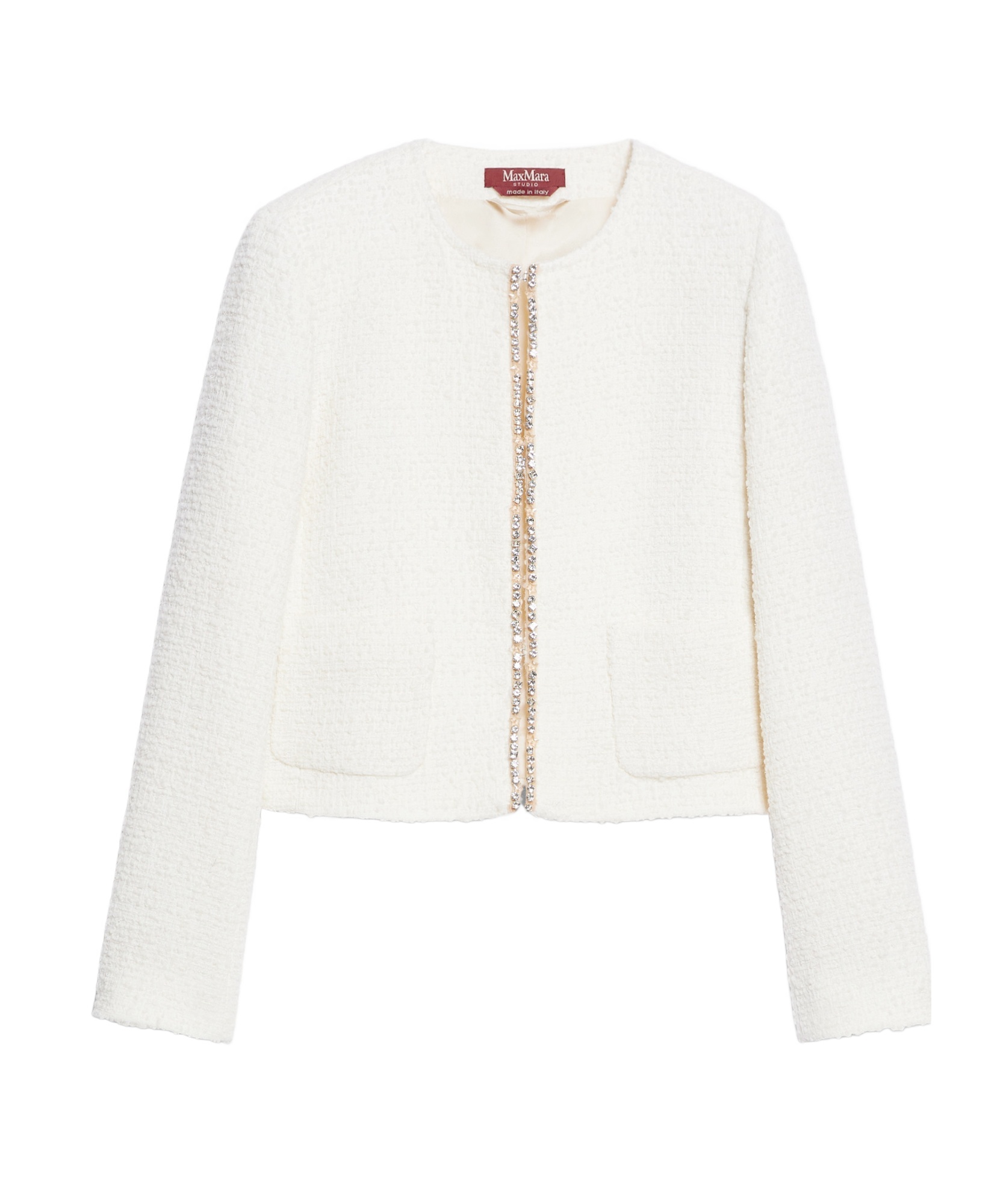 Shop Max Mara Round-neck Wool Jacket In White