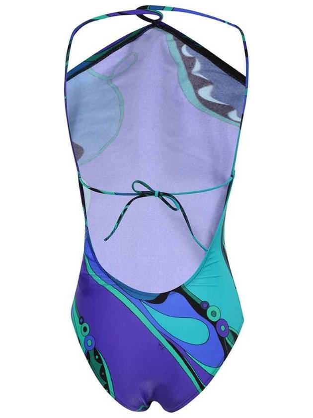 Pucci Orchidee Halterneck Swimsuit In Blue