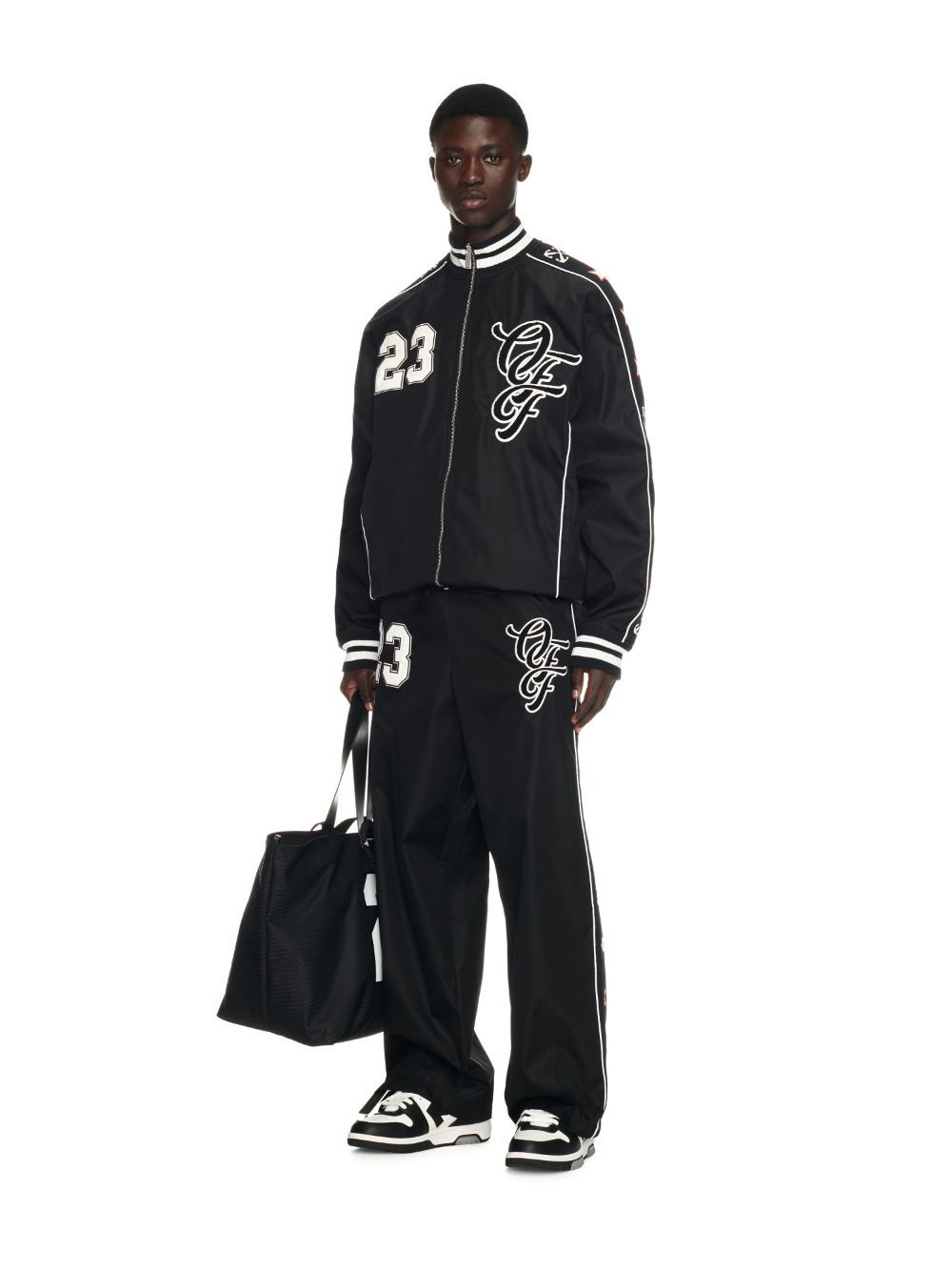 Off-white Off White Man Black Trouser Omcj030 S24 Fab002 In Black