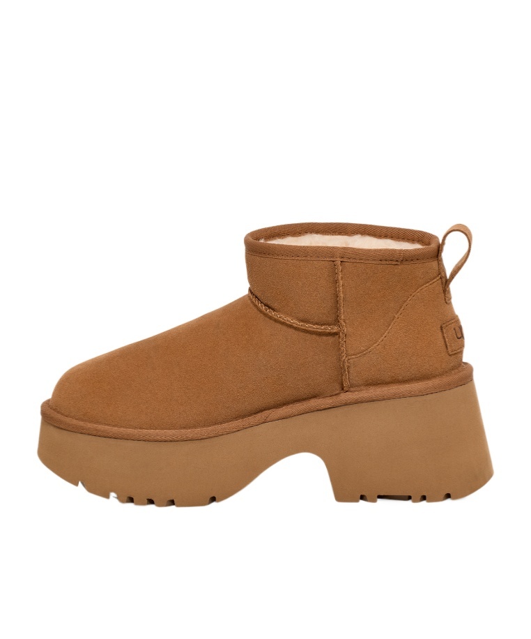 Ugg Classic Ultra Mini New Heights Womens Faux Fur Lined Leather Ankle Boots In Black