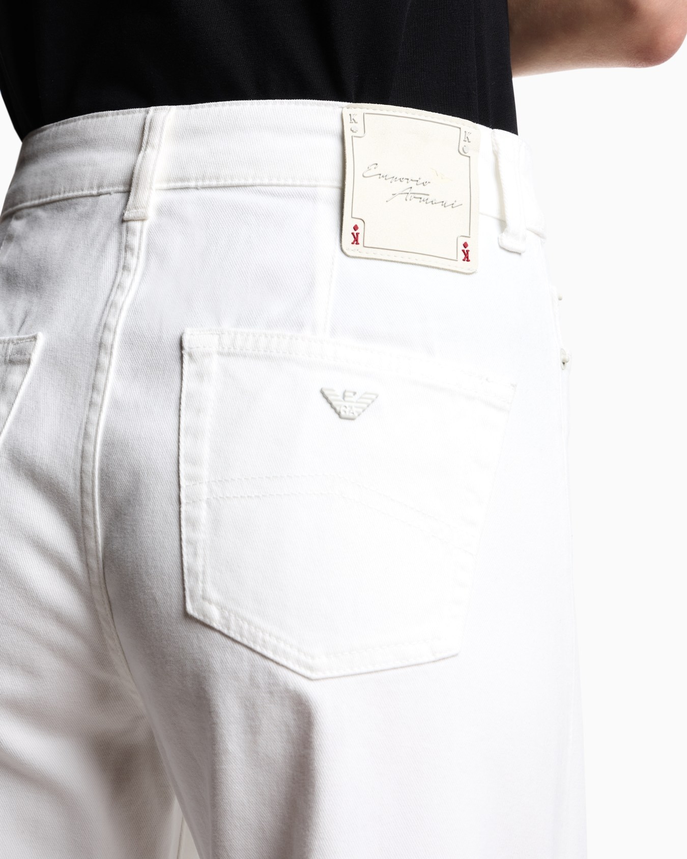 Emporio Armani Belt Loop Denim Trousers In White
