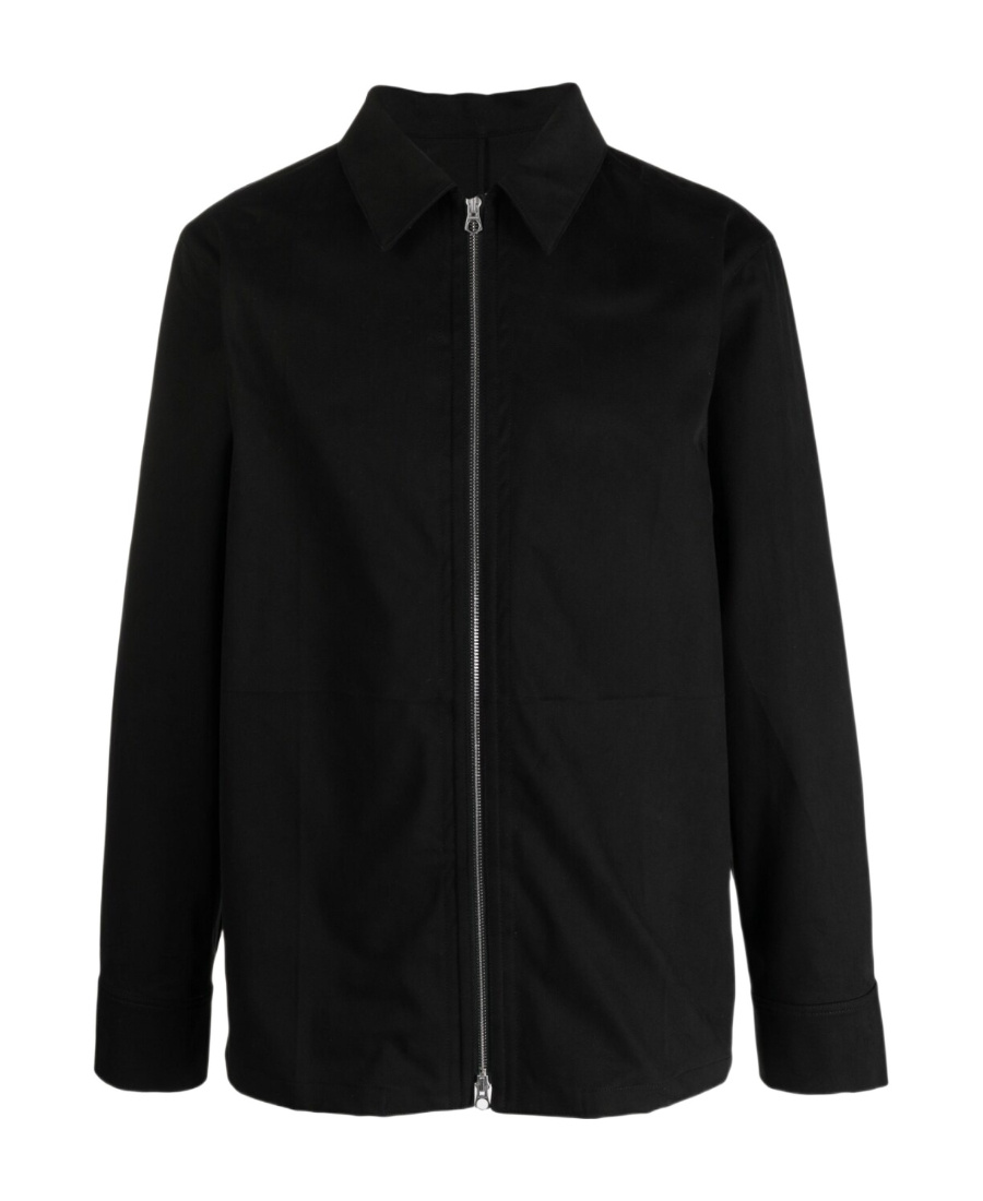 Jil Sander Minimalist Zippered Wool Overshirt In Black