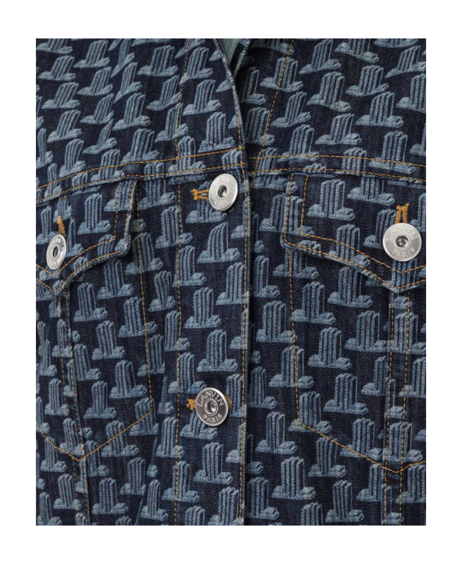 Lanvin Extended Logo-patch Monogram Denim Jacket In Black
