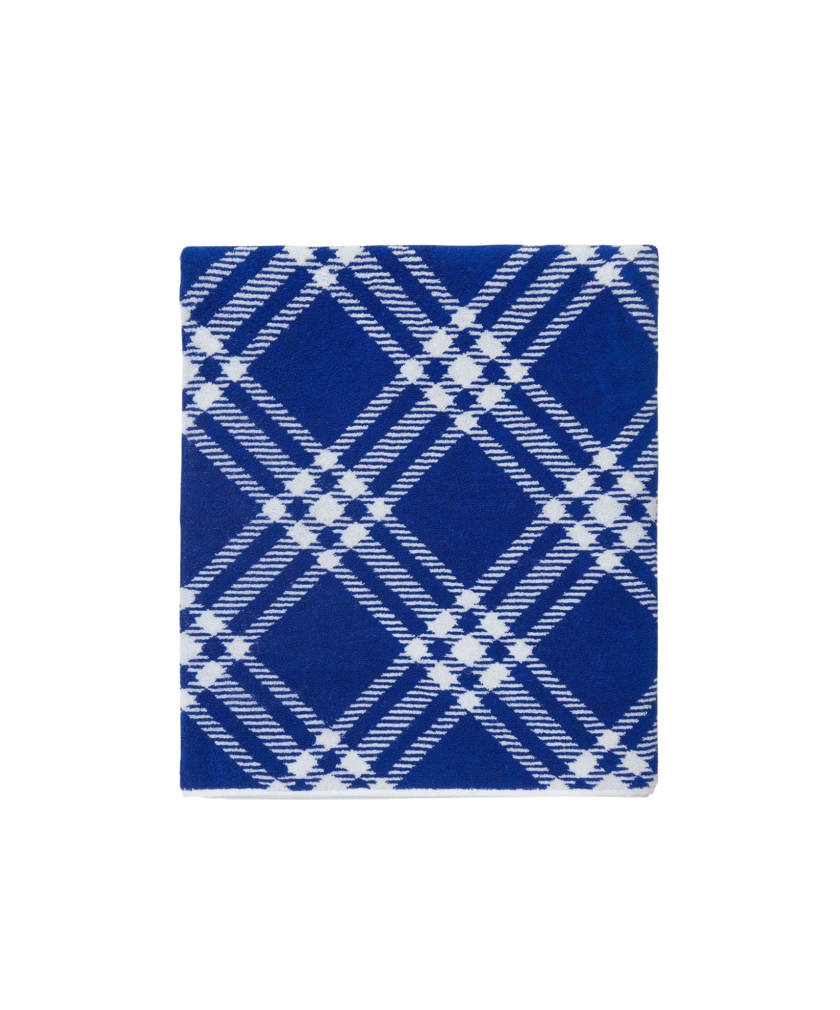 Shop Burberry Check-pattern Cotton Towel In Blue