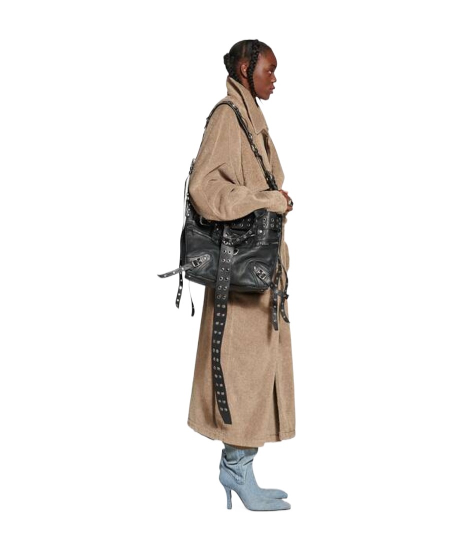Balenciaga Towelling-finish Cotton Trench-coat In Nude