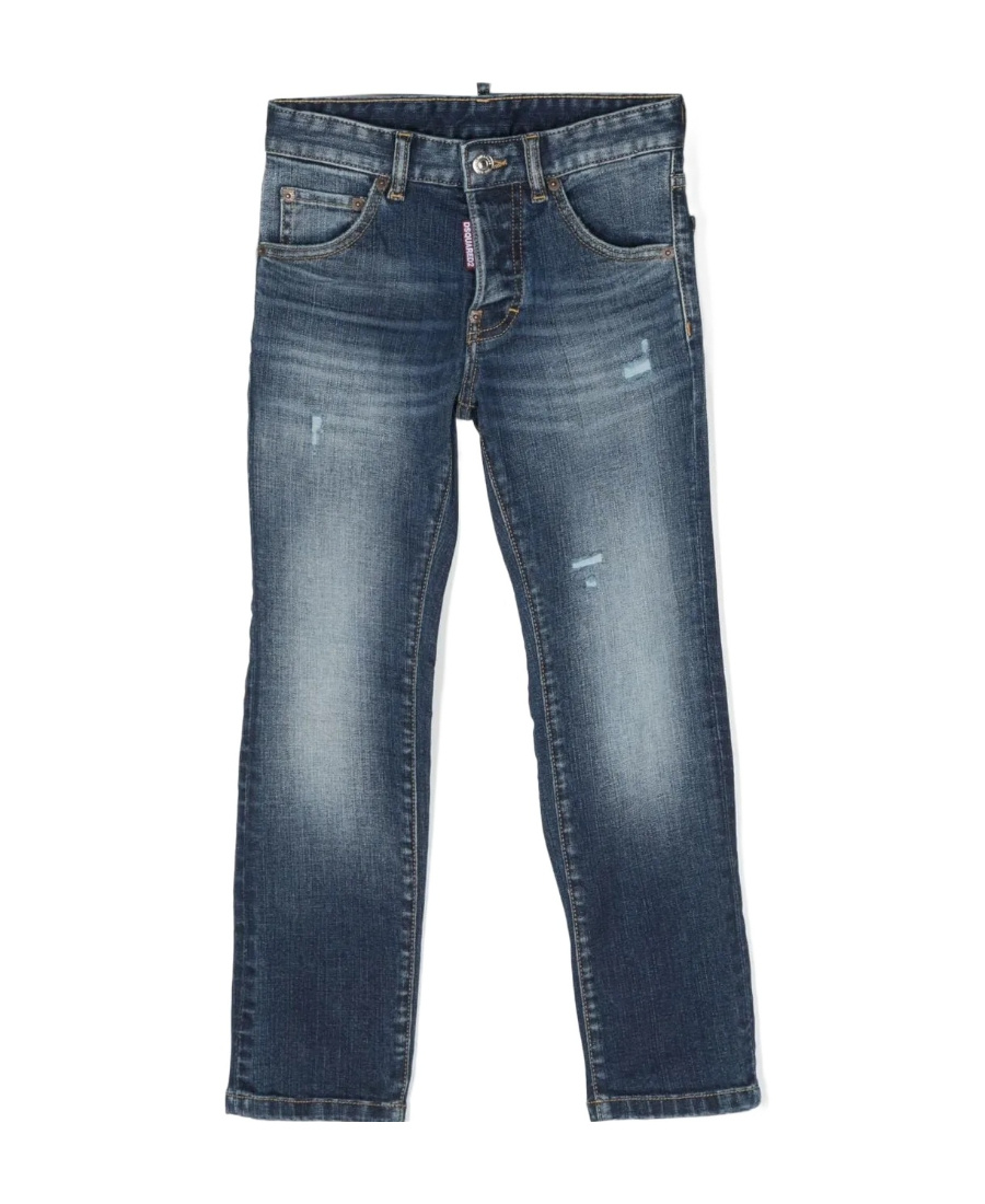 Dsquared2 Faded Imitation Denim Trousers In Blue
