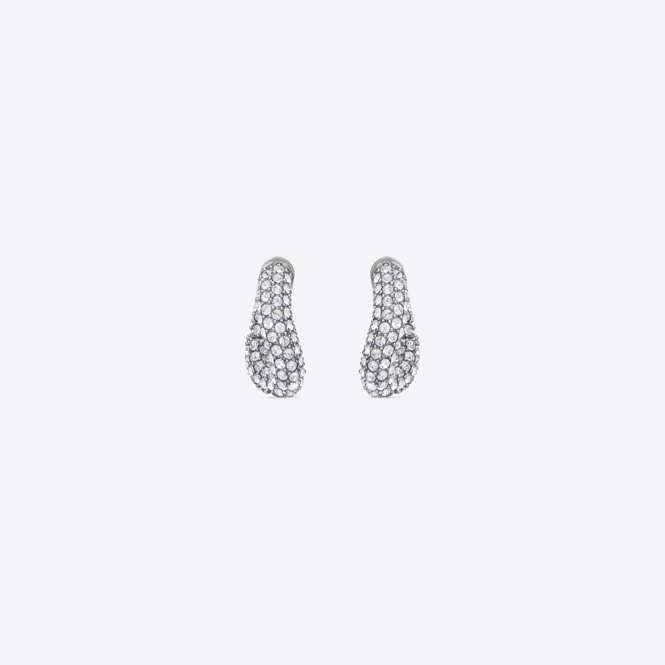 Balenciaga Loop Xxs Rhinestone-embellished Earrings In White
