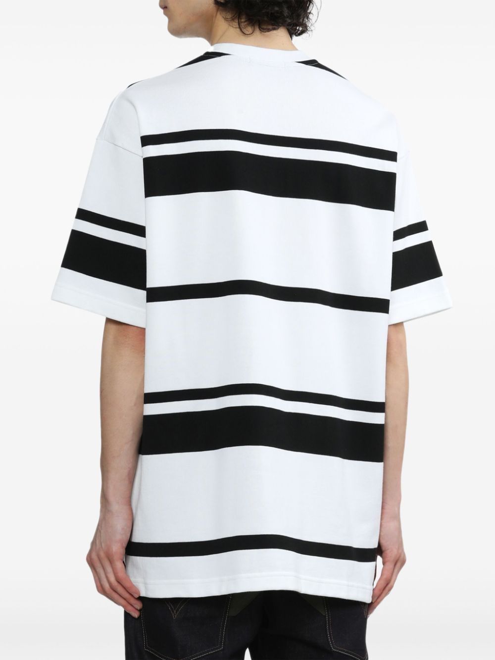 Comme Des Garçons Open-necked Black Shirt In White