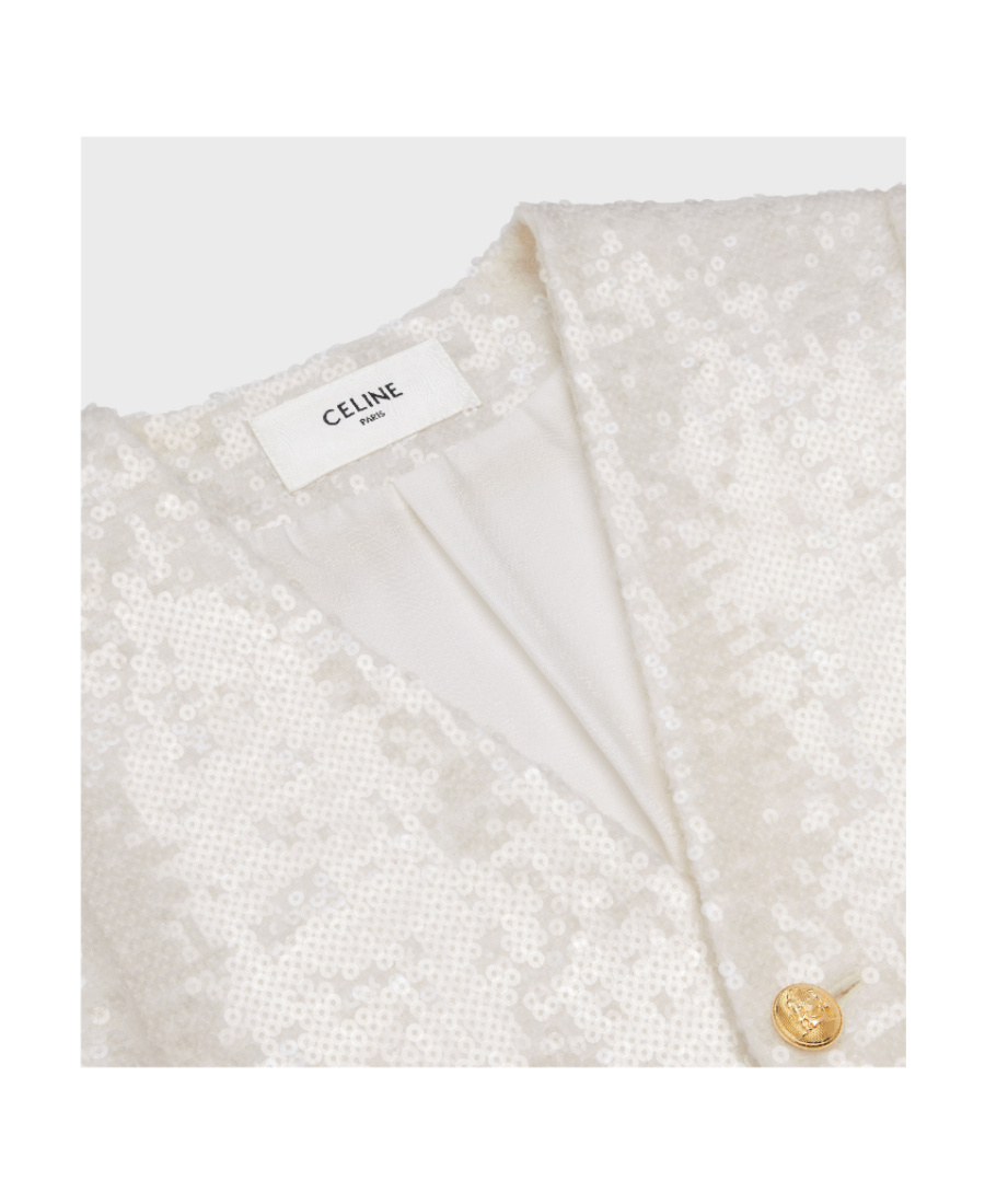Celine Embroidered Cardigan Jacket In Bouclé Tweed