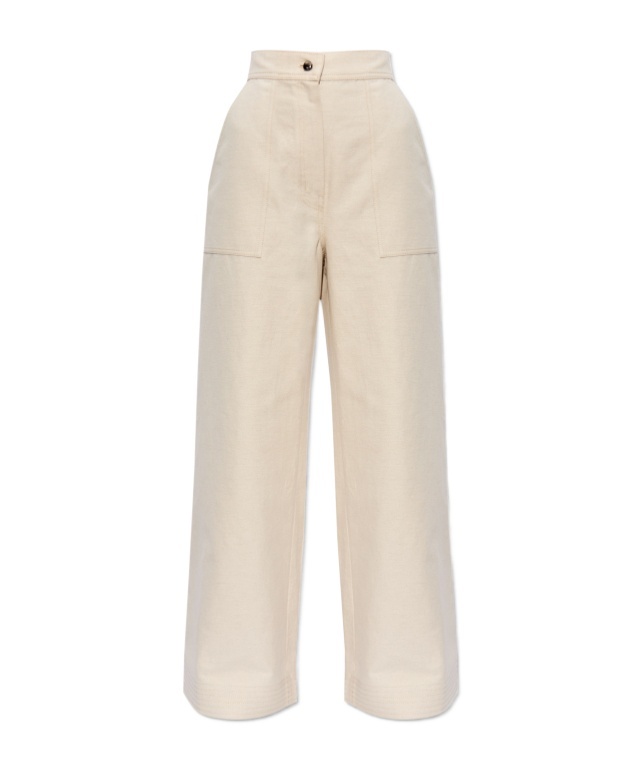 Max Mara Button Detailed Wide Leg Trousers In Nude