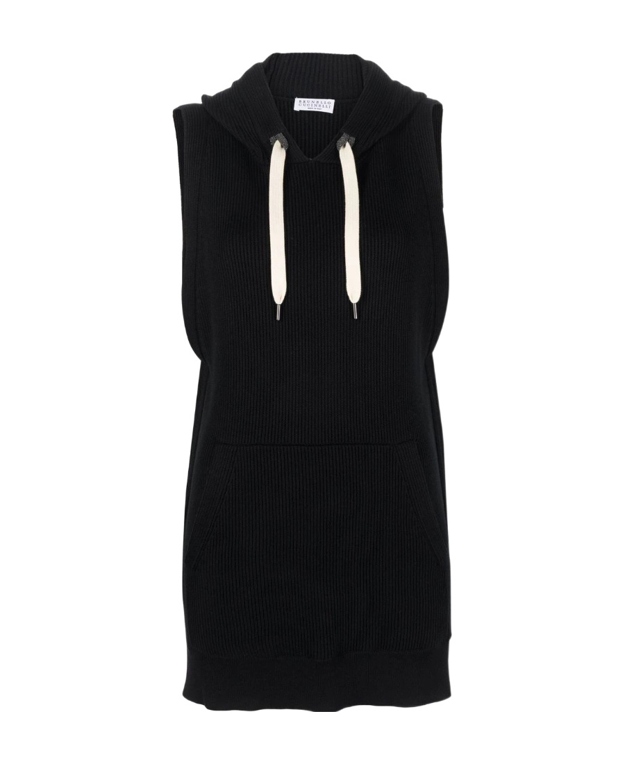 BRUNELLO CUCINELLI RIBBED-KNIT VEST HOODIE