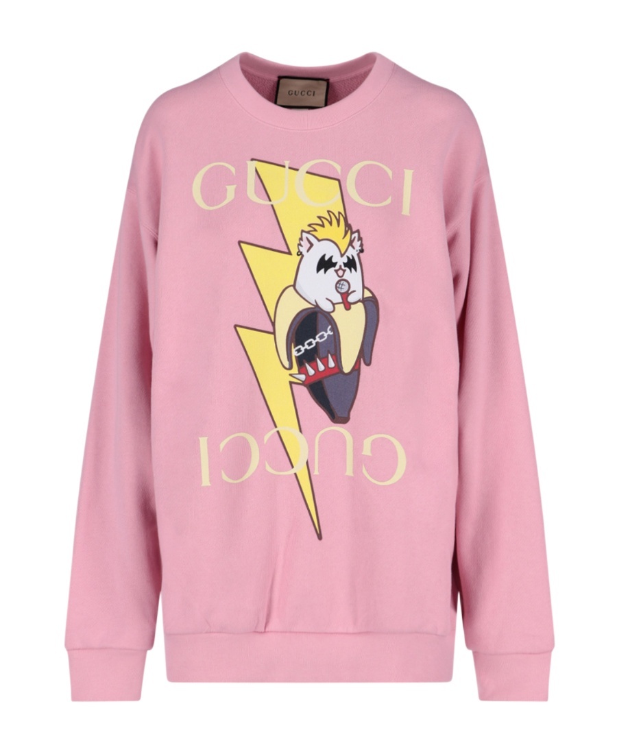 Gucci Lightning Bolt Bananya Print Sweatshirt In Pink