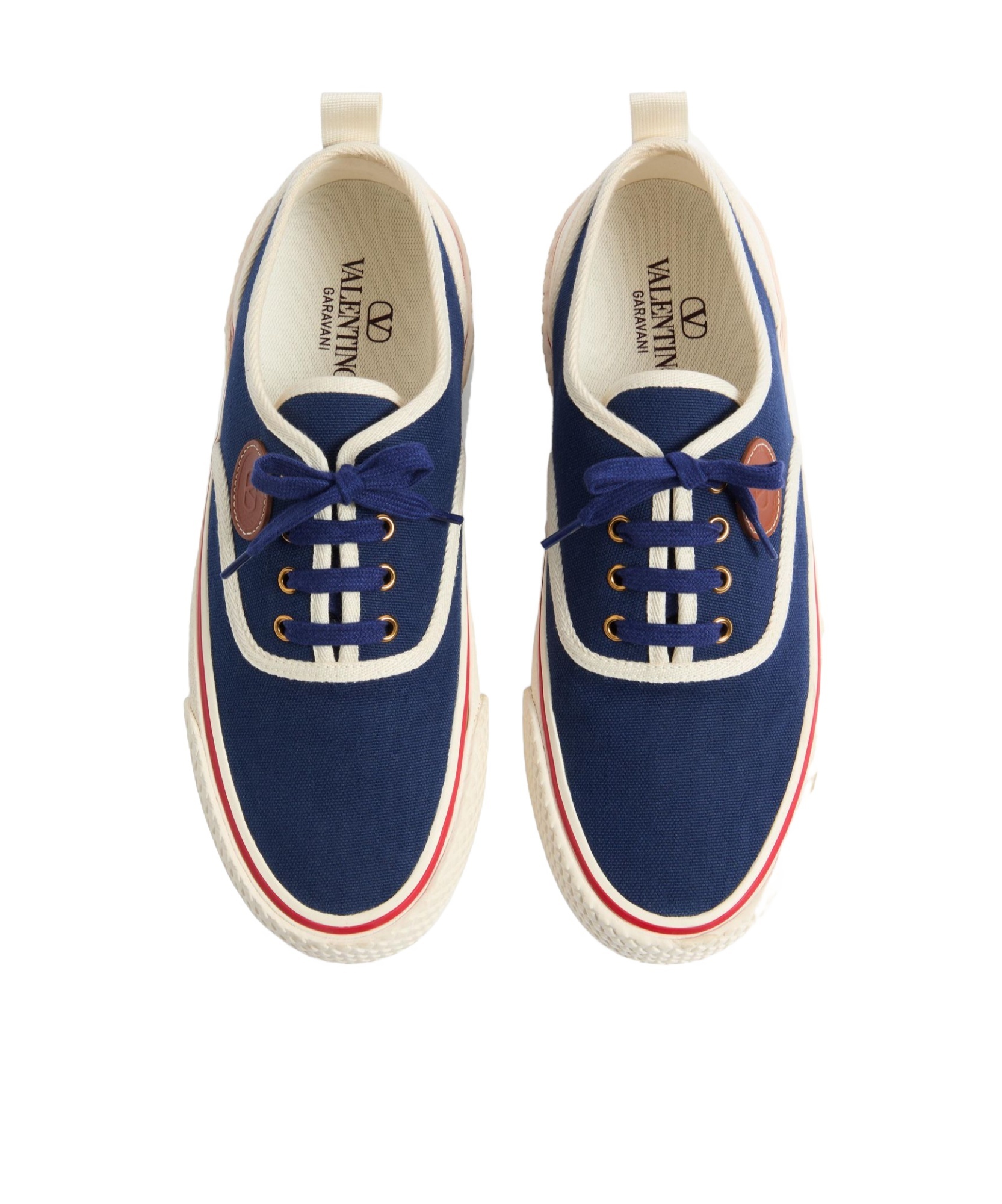 Valentino Garavani Blue Low Top Sneakers With Vlogo Patch On The Side In Cotton Man In Multicolor
