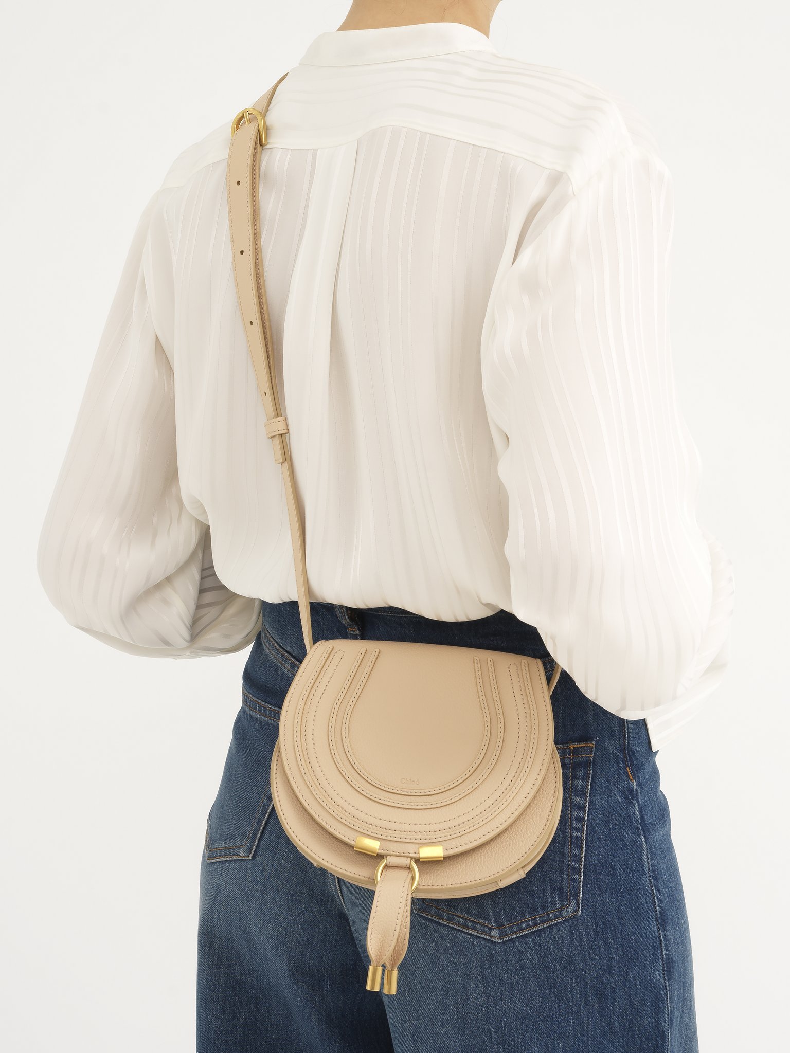 Chloé Marcie Leather Crossbody Bag In Nude