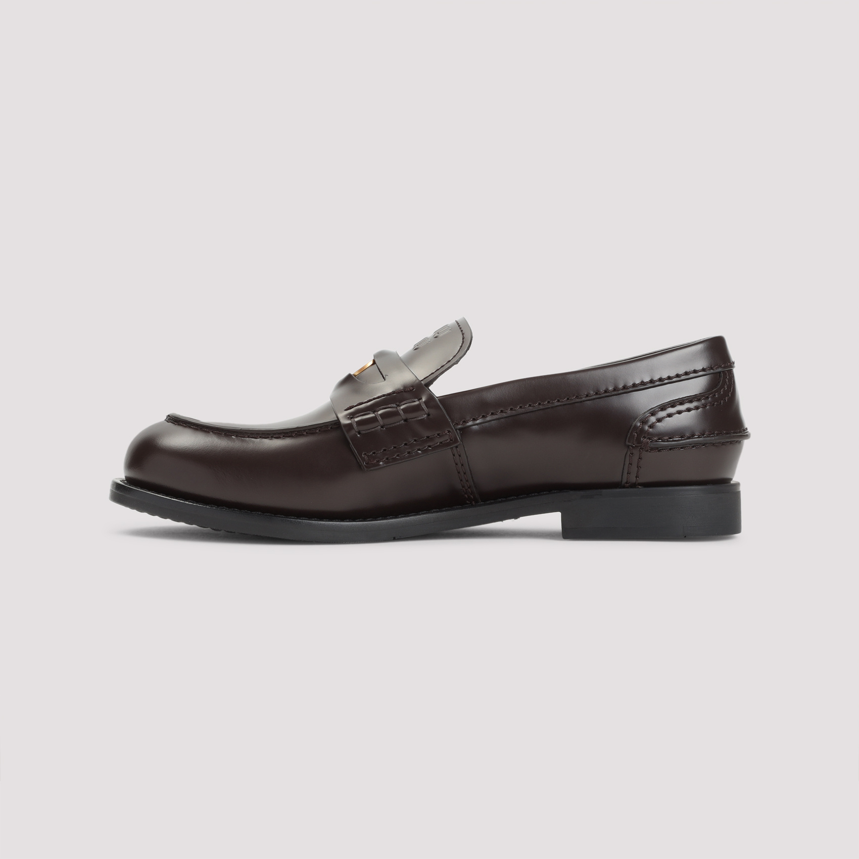 Miu Miu Logo Embossed Leather Loafers In Black