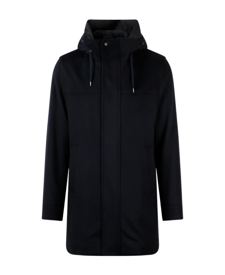 Herno Concealed-fastening Hooded Coat In Black