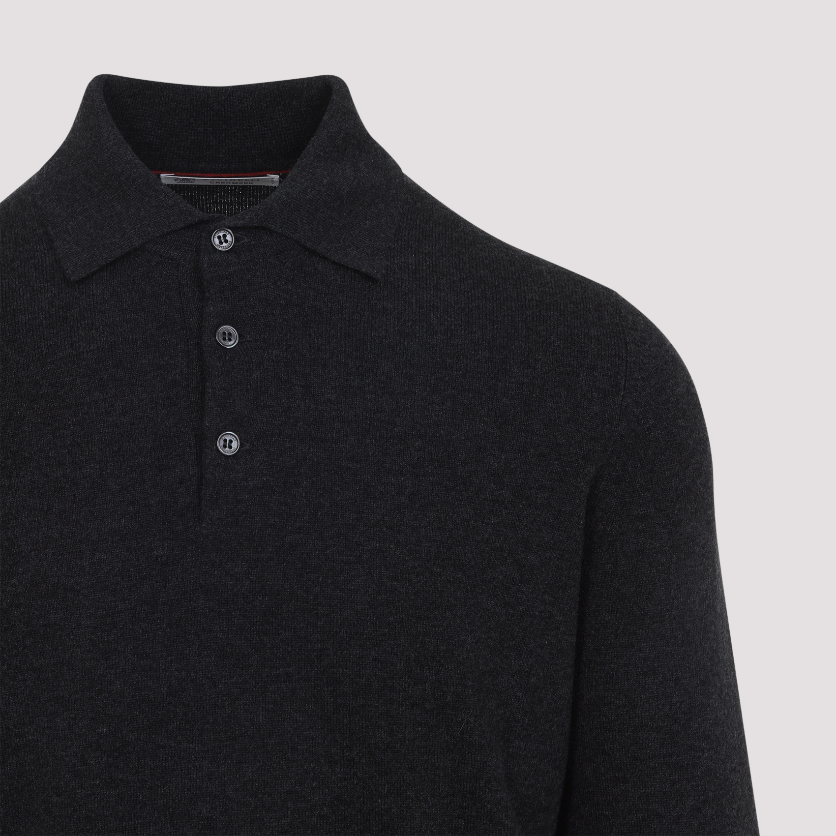 Brunello Cucinelli Cashmere Long Sleeve Polo In Black