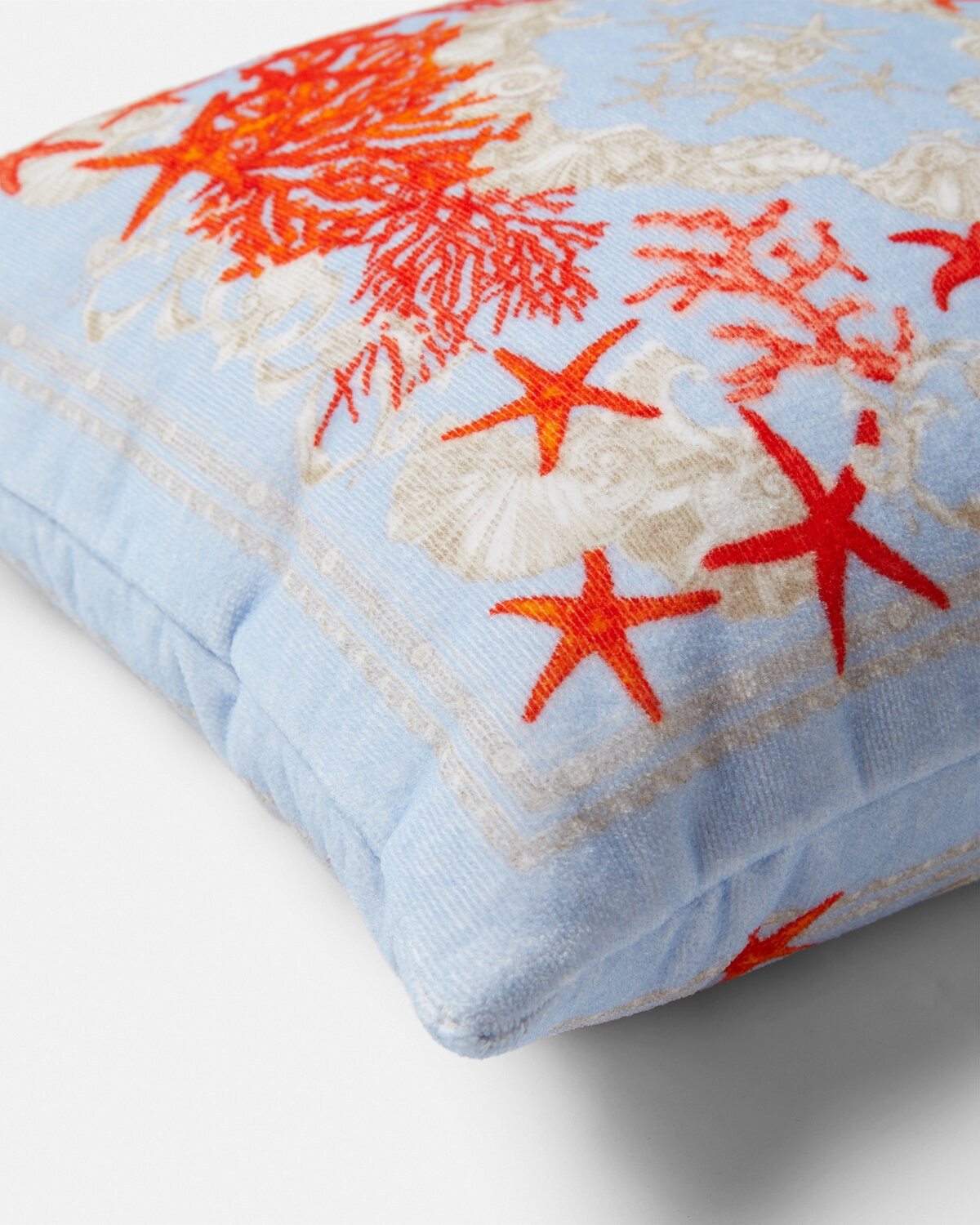 Versace Sea-print Square Cushion In White