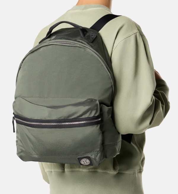 Stone Island Backpack With Front Pocket And Ripstop Lining In Green
