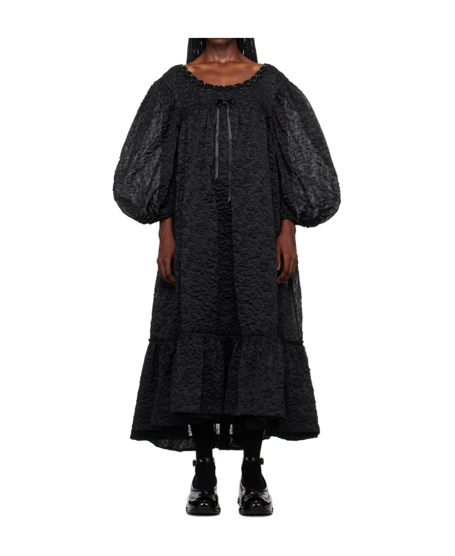 Simone Rocha Black Beaded Midi Dress In Black