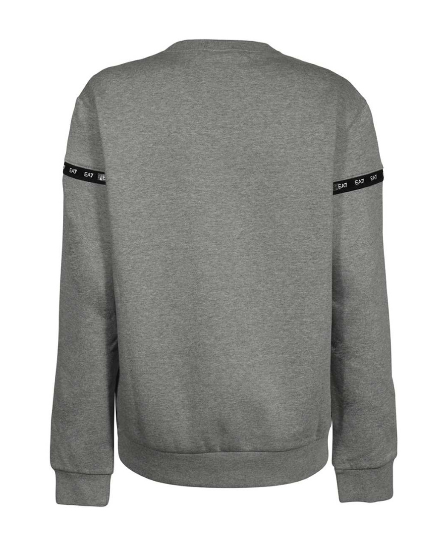 Ea7 Logo Round-necked Sweater In Gray