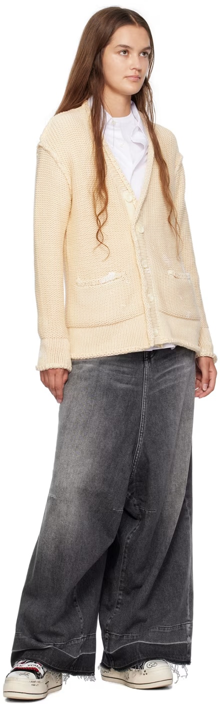 R13 Crimped Knitted Cardigan In Nude