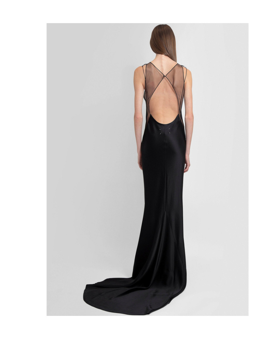 Maison Margiela Hammered Satin Gown Woman Black In Black