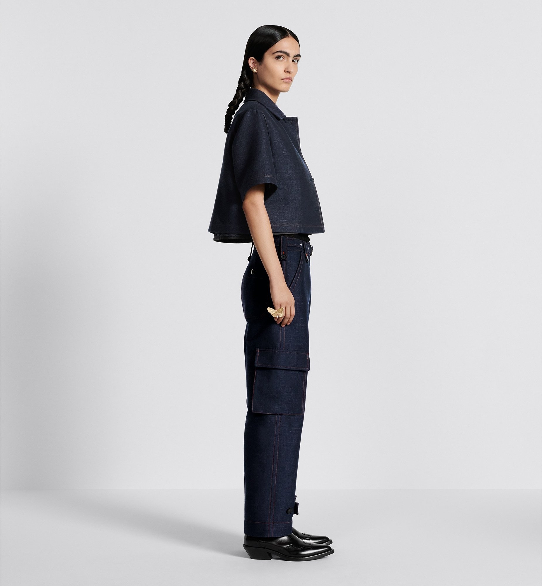 Dior Zipper Overalls Jeans In Blue