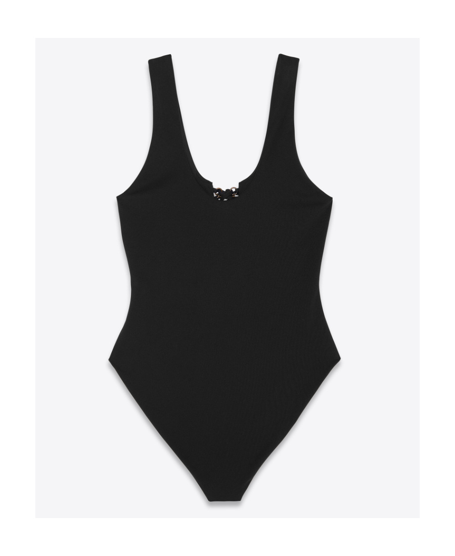 Saint Laurent Saharienne One-piece Swimsuit In Black