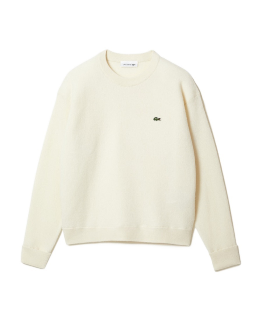 Lacoste Long-sleeved Wool Sweater In Neutral