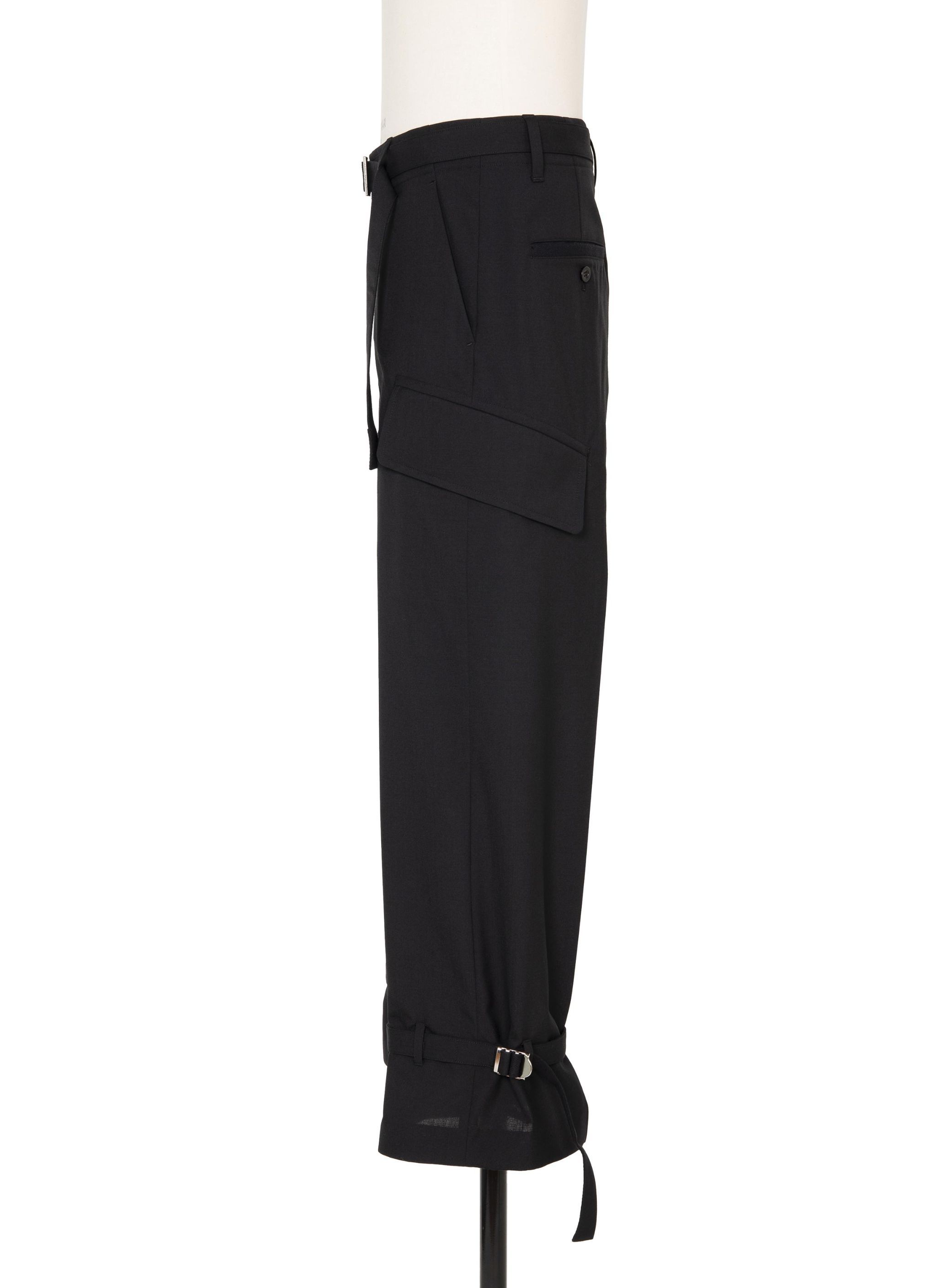 Sacai Belted Cotton Pants In Black