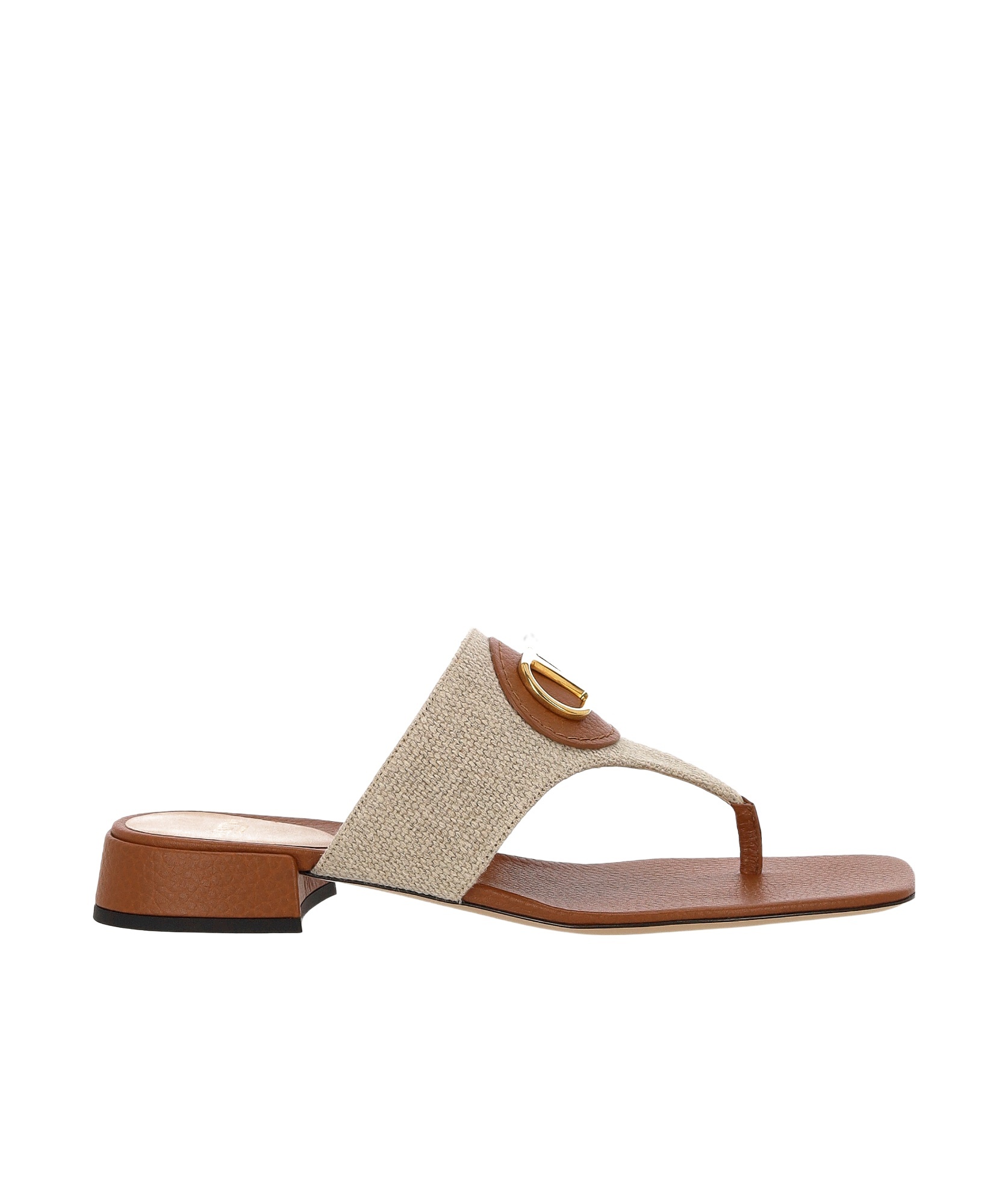 Valentino Square Toed Slippers In Nude